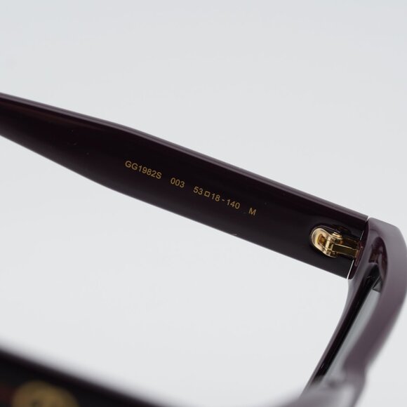 Gucci GG1982S 003 Sunglasses Shiny Dark Purple Cat Eye Frame, Solid Smoke Lenses main image 4